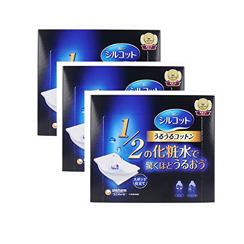 Unicharm Silcot Uruuru Sponge Facial Cotton 40 Sheets 3 Packs (3)
