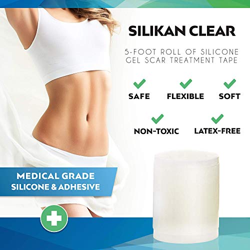 Silikan Clear Gel Silicone Scar Tape-Invisible Medical Grade Silicon Scar Rep...