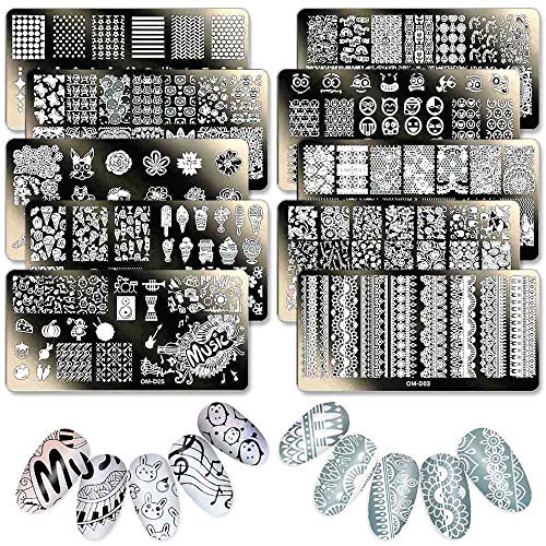 SILPECWEE 10Pcs Nail Art Stamping Plates Set Animals Design Nail Image Stamp ...