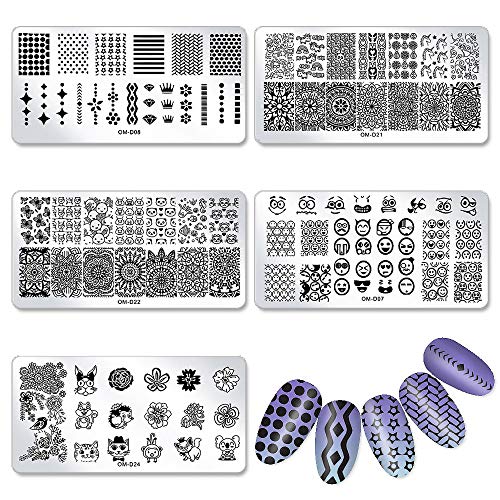 SILPECWEE 10Pcs Nail Art Stamping Plates Set Animals Design Nail Image Stamp ...
