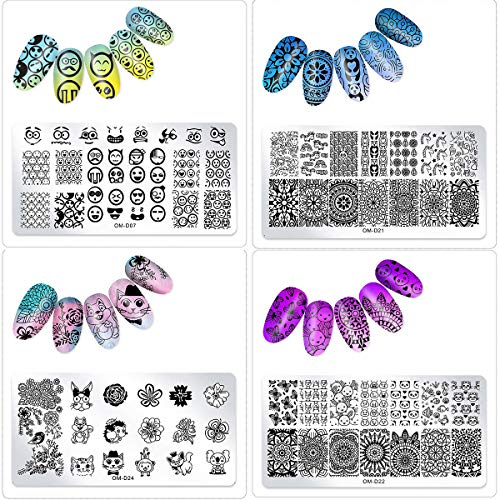 SILPECWEE 10Pcs Nail Art Stamping Plates Set Animals Design Nail Image Stamp ...