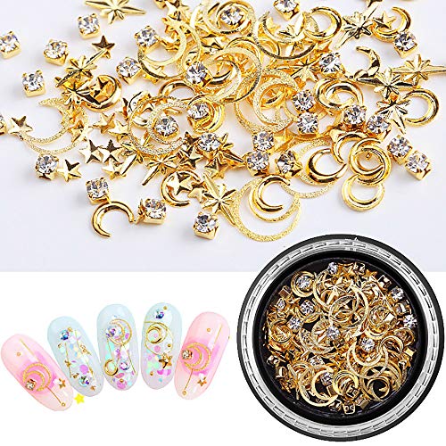 SILPECWEE 6 Boxes 3d Nail Rhinestones And Studs Gold Nail Rivets Set Nail Cry...