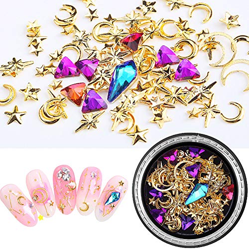 SILPECWEE 6 Boxes 3d Nail Rhinestones And Studs Gold Nail Rivets Set Nail Cry...