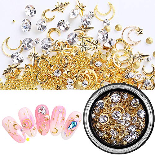 SILPECWEE 6 Boxes 3d Nail Rhinestones And Studs Gold Nail Rivets Set Nail Cry...