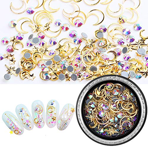 SILPECWEE 6 Boxes 3d Nail Rhinestones And Studs Gold Nail Rivets Set Nail Cry...