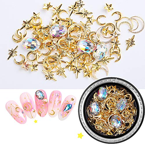 SILPECWEE 6 Boxes 3d Nail Rhinestones And Studs Gold Nail Rivets Set Nail Cry...