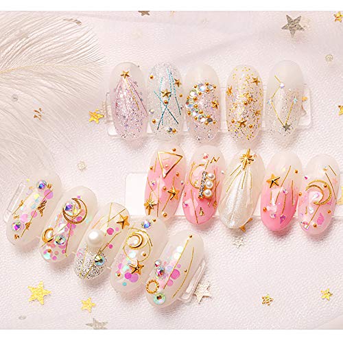 SILPECWEE 6 Boxes 3d Nail Rhinestones And Studs Gold Nail Rivets Set Nail Cry...