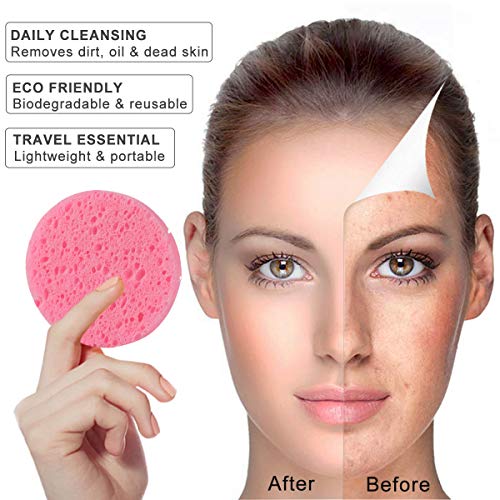50-Count Compressed Facial Sponges for Daily Cleansing and Gentle Exfoliating...