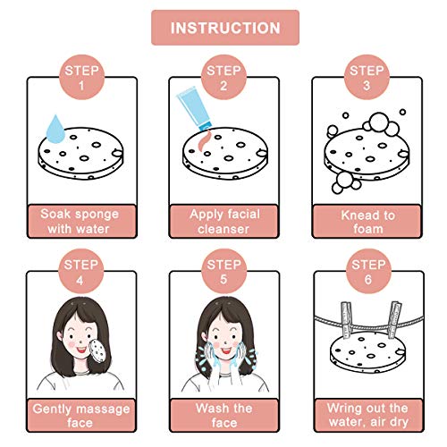 50-Count Compressed Facial Sponges for Daily Cleansing and Gentle Exfoliating...