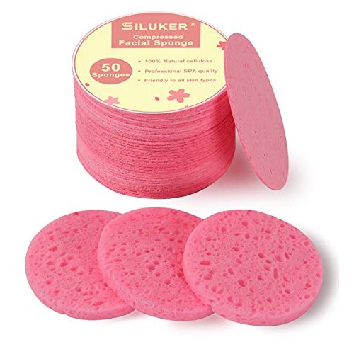 50-Count Compressed Facial Sponges for Daily Cleansing and Gentle Exfoliating...