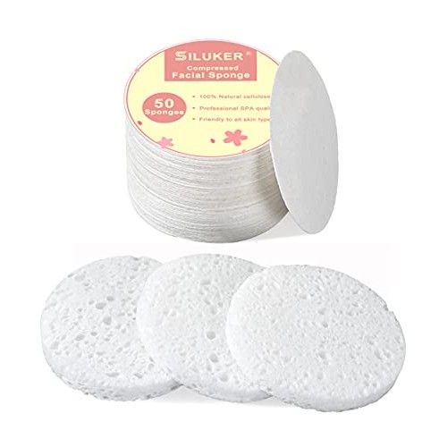 50-Count Compressed Facial Sponges for Daily Cleansing and Gentle Exfoliating...