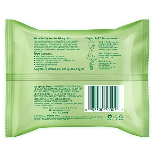 Simple Cleansing Facial Wipes 25 Count (6 Pack)