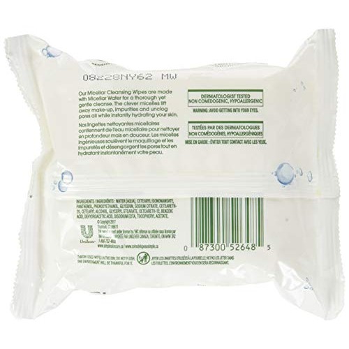 Simple Micellar Makeup Remover Wipes 25 Count (3 Pack)