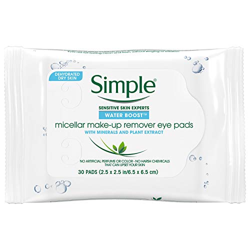 Simple Water Boost Micellar Make-Up Remover, Eye Pads, 30 Count (Pack of 6)