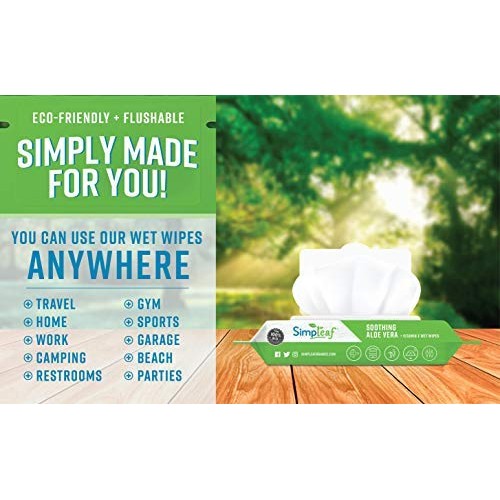 Simpleaf Flushable Wet Wipes | Eco- Friendly, Paraben & Alcohol Free | Hypoal...