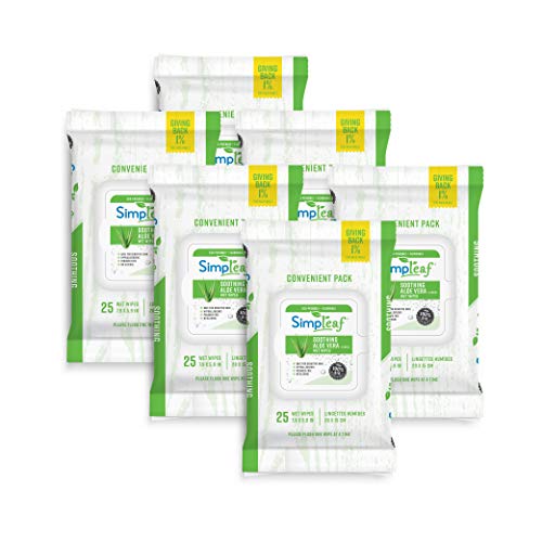 Simpleaf Flushable Wet Wipes | Eco- Friendly, Paraben & Alcohol Free | Hypoal...