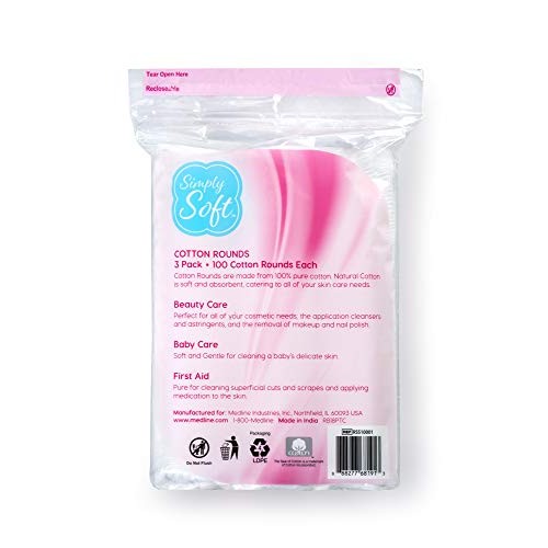 Simply Soft Cotton Rounds, 100% Cotton, Absorbent and Textured Cotton Pads ar...