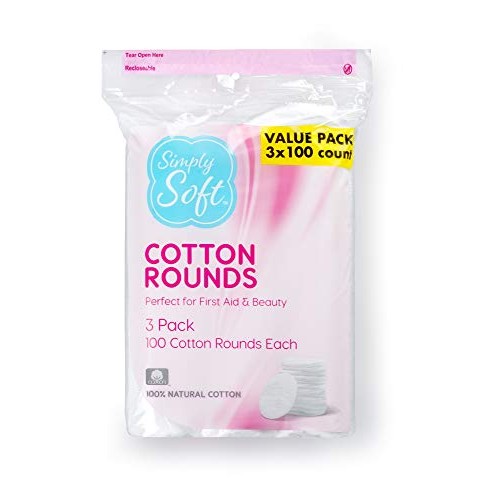 Simply Soft Cotton Rounds, 100% Cotton, Absorbent and Textured Cotton Pads ar...