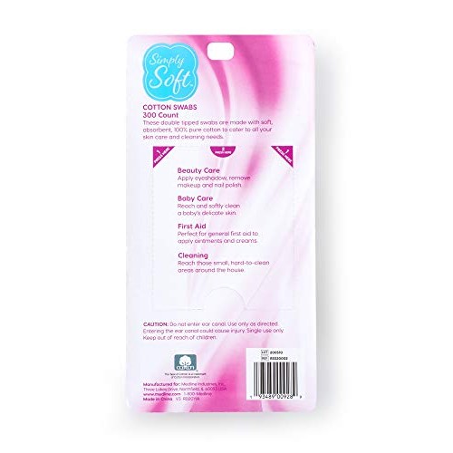 Simply Soft Cotton Tip Applicators, Cotton Swabs with Double Round Tips, 300 ...