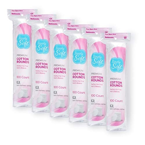 Simply Soft Premium Cotton Rounds, 100% Pure Cotton, Absorbent Cotton Pads, 1...