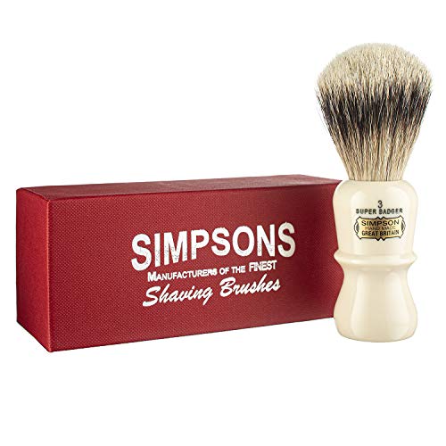 Emperor Super Badger Brush- Simpson Shaving Brushes - Faux Ivory Handle (3 Su...