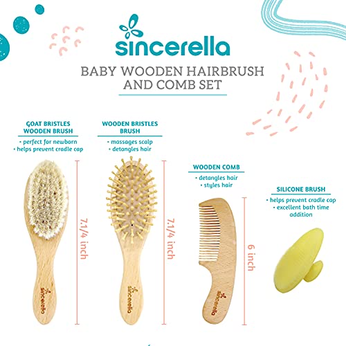 Baby Hair Brush and Comb Set for Newborn and Toddler Boy or Girl - Wooden Bab...