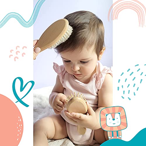 Baby Hair Brush and Comb Set for Newborn and Toddler Boy or Girl - Wooden Bab...