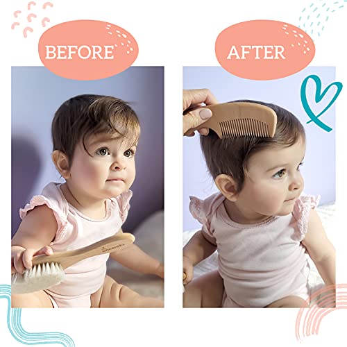 Baby Hair Brush and Comb Set for Newborn and Toddler Boy or Girl - Wooden Bab...