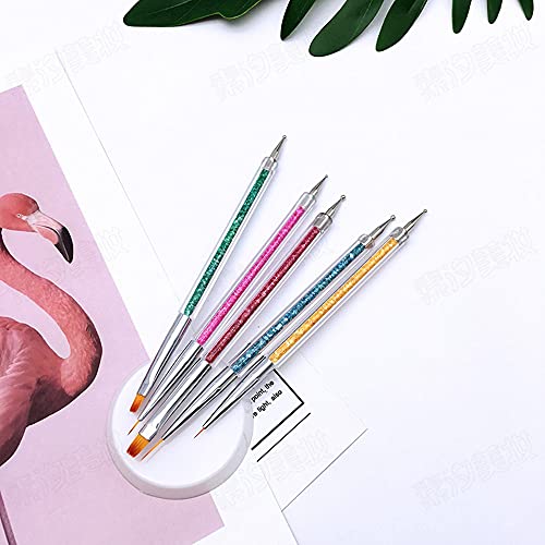 SINEN 5 Pcs Double Ended Nail Design Brushes Uv Gel Nail Brush Drill Manicure...