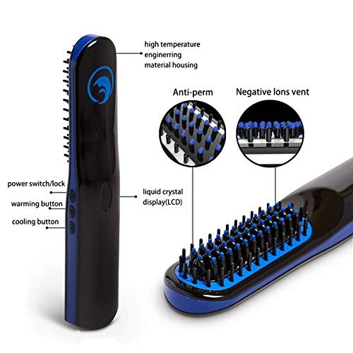 Beard Straightener, Cordless Beard and Hair Straightening Comb, Rechargeable,...