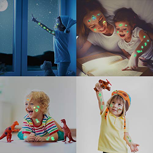 Sinmoe 400 Pieces Glow Temporary Tattoos for Kids Waterproof Luminous Tattoo ...