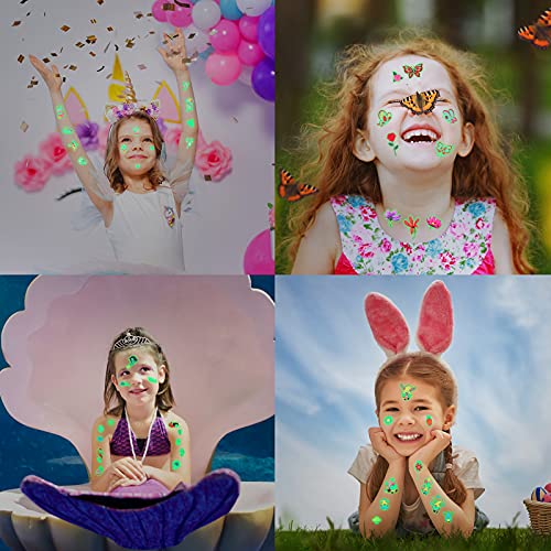 Sinmoe 400 Pieces Glow Temporary Tattoos for Kids Waterproof Luminous Tattoo ...
