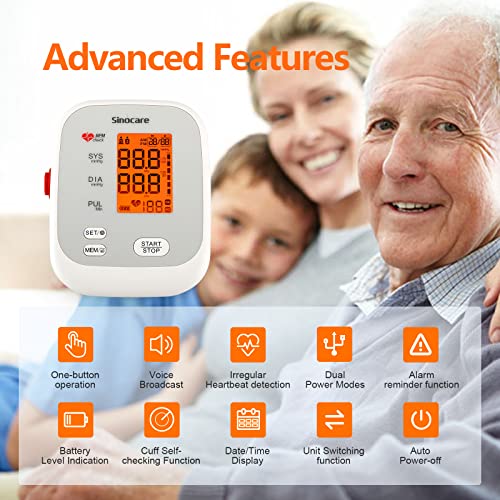 Sinocare Blood Pressure Monitor,Automatic Upper Arm Machine Digital BP Monito...