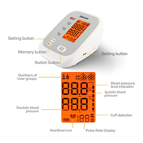 Sinocare Blood Pressure Monitor,Automatic Upper Arm Machine Digital BP Monito...