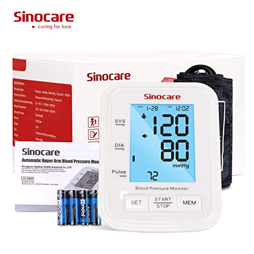 Sinocare Blood Pressure Monitor Upper Arm with 3-Color LCD Backlight Display ...
