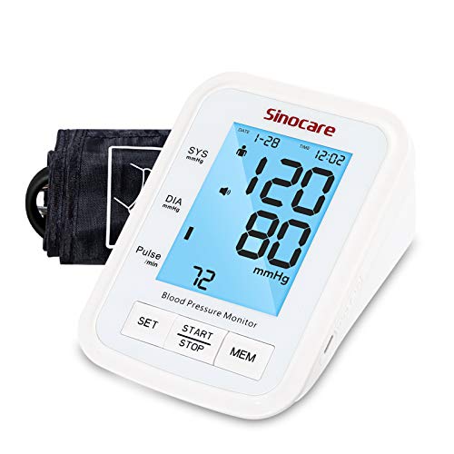 Sinocare Blood Pressure Monitor Upper Arm with 3-Color LCD Backlight Display ...