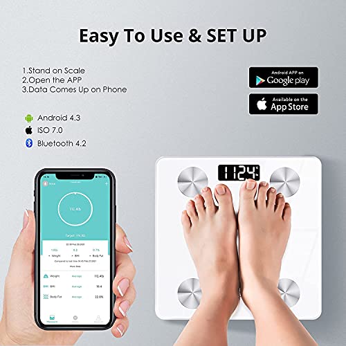 Sinocare Body Fat Scale, Smart BMI Digital Scales for Body Weight, Body Compo...