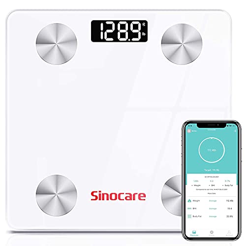 Sinocare Body Fat Scale, Smart BMI Digital Scales for Body Weight, Body Compo...