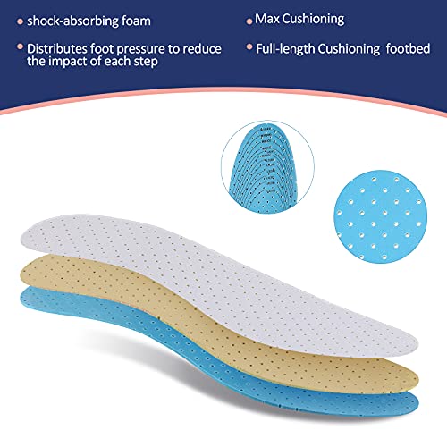 3 Pairs Breathable Shoe Insoles Inserts Ultra-Soft Cushioning Walking Comfort...