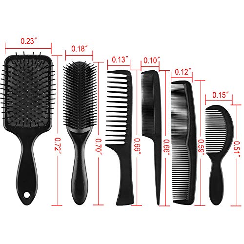 SIQUK 6 Pieces Hair Brush Comb Set Paddle Brush Detangle Hair Brush and Black...