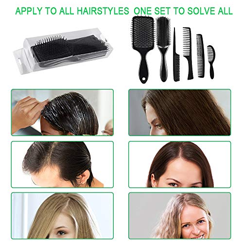 SIQUK 6 Pieces Hair Brush Comb Set Paddle Brush Detangle Hair Brush and Black...