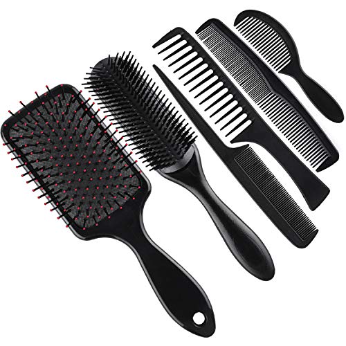 SIQUK 6 Pieces Hair Brush Comb Set Paddle Brush Detangle Hair Brush and Black...