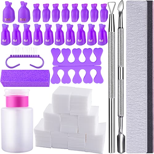SIQUK Gel Nail Polish Remover Tools Kit with 600 Pcs Wipe Cotton Pads 20 Pcs ...