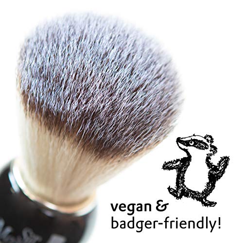Vegan Shave Brush Gift Case: Premium Vegan Shaving Brush with Badger Hair Imi...