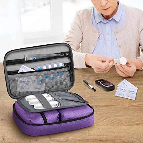 SITHON Diabetic Supplies Organizer Case with Hand Strap, Water Resistant Port...