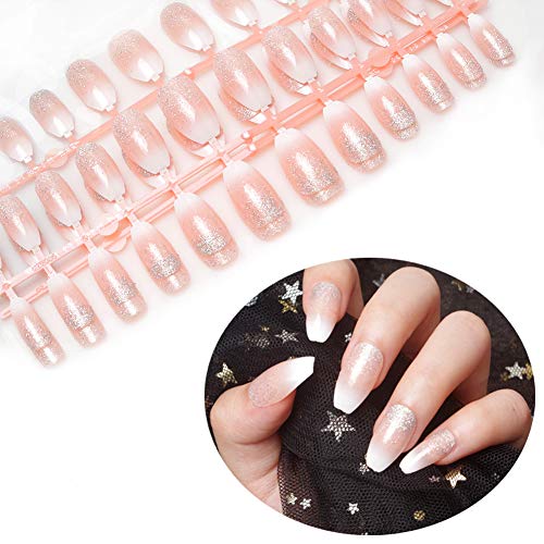 SIUSIO 240 Pcs Ombre French Coffin Nails Full Cover Ballet UV Top Coat Covere...