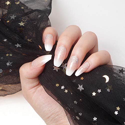 SIUSIO 240 Pcs Ombre French Coffin Nails Full Cover Ballet UV Top Coat Covere...