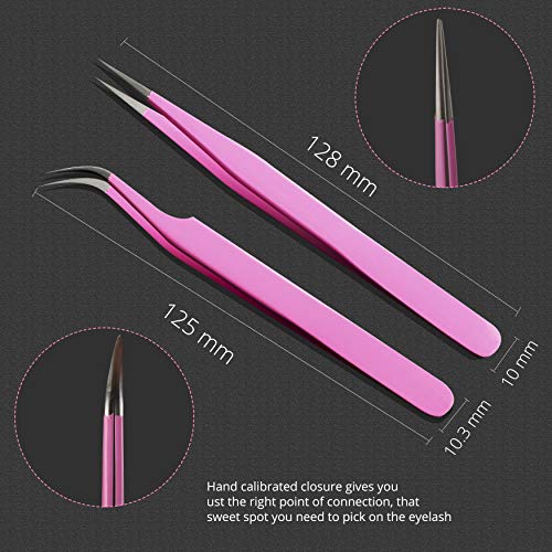 SIVOTE Lash Tweezers for Eyelash Extensions, Hand Calibrated Straight & Curve...