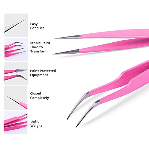 SIVOTE Lash Tweezers for Eyelash Extensions, Hand Calibrated Straight & Curve...