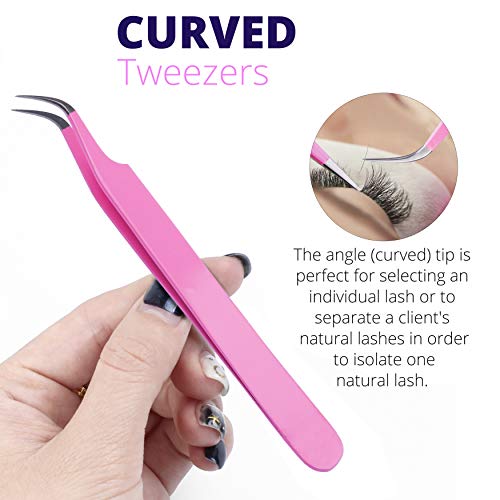 SIVOTE Lash Tweezers for Eyelash Extensions, Hand Calibrated Straight & Curve...